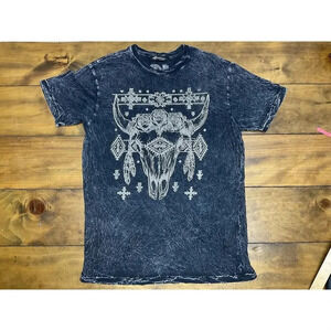 Affliction Boutique Womens Skull Bull Bling T-Shirt Large